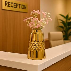 Vase décoratif en métal texturé, accent de table avec finition géométrique pour la maison, le bureau, l'hôtel, les événements de mariage, les styles d'affichage d'intérieur - Product Image 4