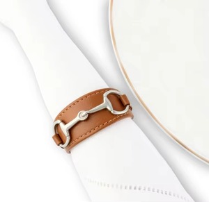 Porte-rond de serviette en cuir fabriqué à la main pour décor de table à manger élégant événements de mariage utilisation d'hôtel toucher naturel - Product Image 5