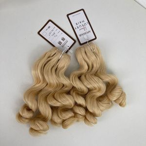 Vente en gros 26 pouces Remy Body Wavy Blonde Extensions de cheveux humains 100g Machine à coudre trame sans traitement chimique - Product Image 4