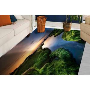 Tapis imprimé vert et bleu : Grand, pour salon, escalier, salle de bain, tapis en chenille - Product Image 5