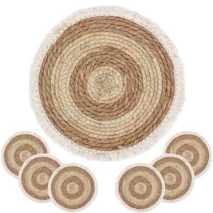 Meilleures ventes : Sets de table écologiques en jonc de mer et jacinthe d'eau, style rustique, faits à la main, accessoires de table à manger naturels - Product Image 2