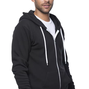 Sweat-shirts à capuche gris pour hommes en gros avec logo personnalisé, sweat-shirt à capuche en molleton doux tri-mélange pour hommes - Product Image 1