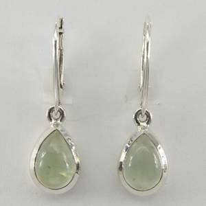 Pendientes colgantes de gota de pera verde Prehnita lágrima Leverback pendientes de plata de ley 925 para mujeres y niñas en boda - Product Image 1