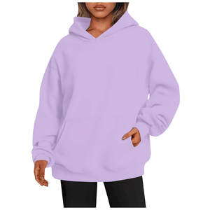 Women's Sport Casual Winter Pullover Hoodie 100% Cotton Breathable Eco-Friendly Quick Dry <b>Light</b> Drop Shoulder Design Sweatshirt - Product Image 2