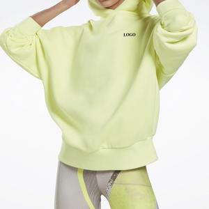 Alta calidad en blanco logotipo personalizado manga larga sobre tamaño gota hombro Sudadera con capucha mujeres algodón Casual sudaderas con capucha para mujeres streetwear - Product Image 4