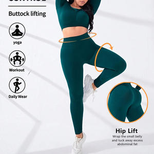 Conjunto de camiseta y Mallas para mujer que absorbe la humedad, ropa deportiva elástica transpirable, marca personalizada, venta al por mayor, OEM - Product Image 4