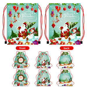 <b>Christmas</b> Themed Drawstring Backpack Bag Portable Storage <b>Sack</b> with Drawstring Closure - Product Image 3