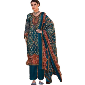 Nouvel ensemble de salwar kameez pour femmes, avec dupatta, broderie pashmina, travail modal viscose soie, costume de fête - Product Image 1