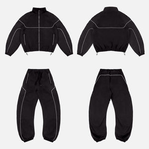 OEM survêtement coupe-vent zippé en nylon personnalisé style street fashion avec logo brodé ensemble d'été en nylon ensembles coupe-vent personnalisés - Product Image 1