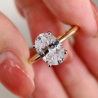 Anillo de Compromiso Solitario con Moissanita Simulada de Corte Ovalado de 2.5CT 3.5CT, de Lujo, Grado Premium, Certificado IGI, Dos Tonos, Plata de Ley 925