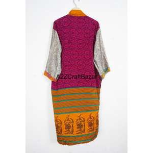 Kimono de Lujo Estilo Boho para Mujer, 100% Seda, Diseño de Parches con Cuello en V, Cierre con Cordón, Mangas Largas, Suave - Product Image 5