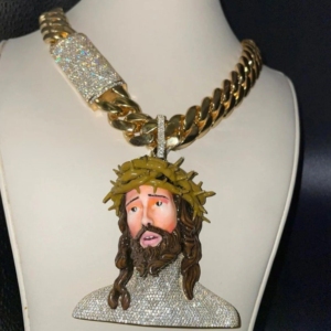 Pendentif Moissanite en argent sterling 925 unisexe Hip Hop Clarté VVS plaqué or avec croyance chrétienne Éclat étincelant - Product Image 1