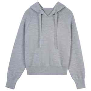 Custom 2026 Autumn Winter Warm Soft 100% Superfine Merino Wool Long Sleeve <b>Knit</b> <b>Hoodie</b> - Product Image 1