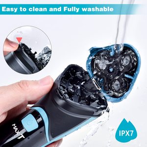 Afeitadora Eléctrica Inalámbrica para Hombre, Recargable, Rotatoria, para Uso en Seco y Húmedo, con Estuche de Viaje y Recortador Extraíble, Resistente al Agua IPX7 para el Rostro - Product Image 6