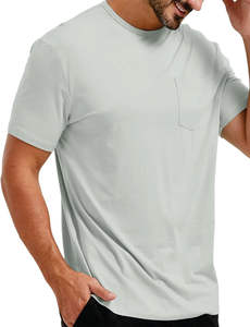 Camiseta informal de algodón para hombre con tejido de punto de ajuste cómodo y transpirable con bolsillo para mujer Diseño de timbre - Product Image 1