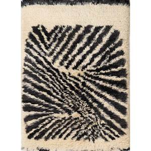Alfombra de Lana Zuri Ivory, Tejida a Mano, Modelo Paem-670, Diseño Abstracto, para Sala de Estar, Entrada, Pasillo, Rectangular, Tipo Rompecabezas, para Adolescentes - Product Image 1