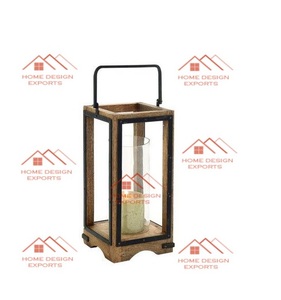 Vela Linterna Vela Nórdica Linterna Titular Artesanía Suministro Navidad Portavelas de madera Madera maciza - Product Image 1