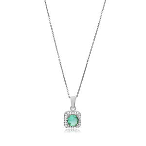 Paraiba Cubic Zircon Stone Forma redonda Minimal Diseño elegante Charm Collar Venta al por mayor Turco 925 Joyería de plata - Product Image 5
