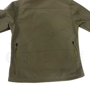 Vestes Safari Softshell Vert Olive Imperméables à Capuche Coupe-Vent d'Hiver Fermeture Éclair Avant Faible MOQ Vente en Gros Vestes d'Extérieur pour Hommes - Product Image 4