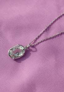 Collar de amatista verde, colgante de piedras preciosas genuinas, joyería elegante de Plata de Ley 925, regalo de aniversario para ella, diseño minimalista - Product Image 3