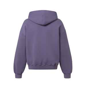 เสื้อสเวตเตอร์ปักลายสำหรับผู้ชายผ้าฝ้าย100% มีฮู้ดแบบสตรีทหนามีซิปเรียบ440 GSM รุ่นที่ออกแบบได้ตามต้องการ - Product Image 3