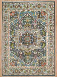 9x12 bleu Oushak tapis moderne noué à la main Style turc café marron vert marine motif abstrait Options personnalisables disponibles - Product Image 3