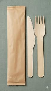 Fourchette et couteau biodégradables en bois de Magnolia Conifera, prix d'usine KEGO Vietnam, écologiques, emballés dans du papier compostable - Product Image 3