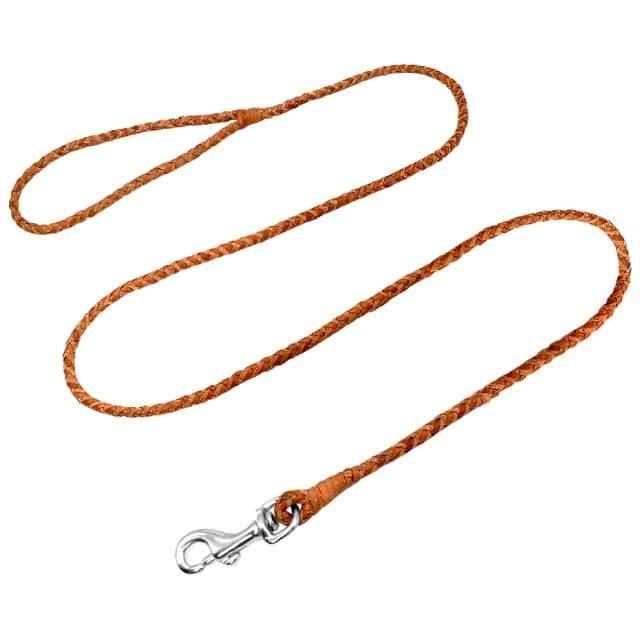 4ft Modern Luxury Braided Leather Dog Leash Quick Release Rolled Rope Lead for Small Medium Large Dogs