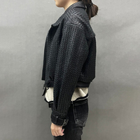 Manteau en cuir tissé personnalisé pour l'hiver, veste en cuir d'agneau véritable courte pour femmes, haute qualité