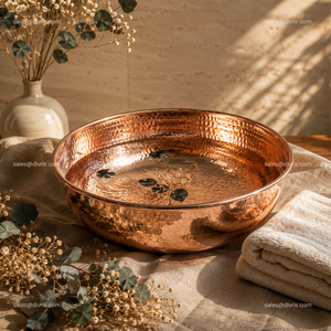Bol de pédicure rond en cuivre martelé, fait main, pour les salons, les centres de bien-être et les hôtels - Product Image 2