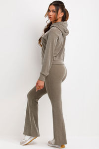 Ensemble sweat à capuche et pantalon de survêtement pour femme 2 pièces kaki personnalisé pleine longueur nouvel ensemble de salon surdimensionné ensemble de survêtement deux pièces pour femme - Product Image 6