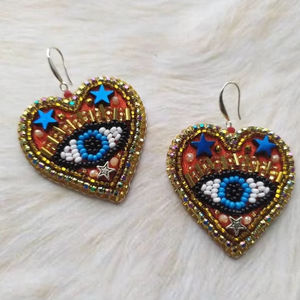 Boho ต่างหูลูกปัดด้วยการออกแบบสีฟ้าครามแอนดี้ cascading Fringe, เครื่องประดับของขวัญที่ไม่ซ้ำกัน - Product Image 1