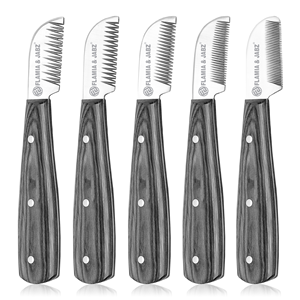 Productos ecológicos para el cuidado de perros Cuchillos Pelacables de acero inoxidable y madera Terriers Peines para Terriers - Product Image 1