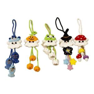 2025 Handmade Creative Trendy Little Ghost Car Hanging Ornament Cute Crochet Rearview Mirror Decoration New Other Lanyards - Product Image 5