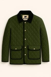Bearfit Veste matelassée verte de grande taille pour hommes, décontractée, légère pour l'extérieur avec col montant, logo brodé personnalisé - Product Image 3