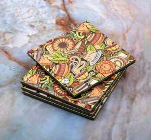 Posavasos de madera con revestimiento de esmalte dorado de primera calidad, manteles estampados con estilo para té, café y protección de mesa de comedor - Product Image 5