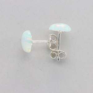 Boucles d'oreilles en opale de feu en argent sterling 925: boucles d'oreilles rondes de 6 à 12mm pour femmes et filles dans les fêtes de mariage - Product Image 4