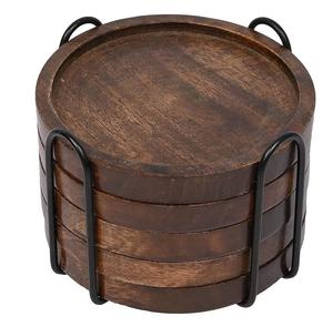 Sous-verres en bois d'acacia, tapis et coussinets pour la vaisselle, table à manger, service de thé et de café, sous-verre rond en noyer - Product Image 6