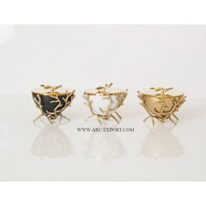 Brûleur d'encens rond en laiton enduit de poudre noire en métal avec poignée en aluminium pour le parfum d'intérieur - Product Image 2