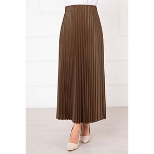 Sena Falda lápiz transpirable Camel Impresión digital Imperio Cintura Midi Longitud para Primavera-Gasa de algodón de punto - Product Image 4