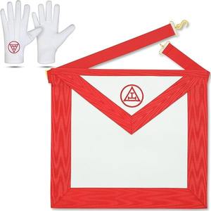 DEURA Masonic Regalia Royal Arch Synthetic <b>Leather</b> <b>Apron</b> with Fringe Embroidered 16" X 14" - Product Image 6