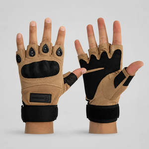 Guantes de Ciclismo para Hombre-DOMINANCE Guantes de Verano de Medio Dedo Color Marrón - Product Image 2