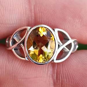 Navya Craft Handmade 925 Sterling <b>Silver</b> Women's <b>Statement</b> Boho Jewelry Citrine Celtic Knot Oval <b>Ring</b> with Yellow Gemstone - Product Image 6