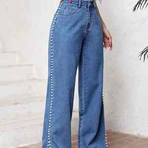 Jeans en denim coupe classique taille mi-haute avec coutures durables et toucher doux pour les tendances streetwear - Product Image 3
