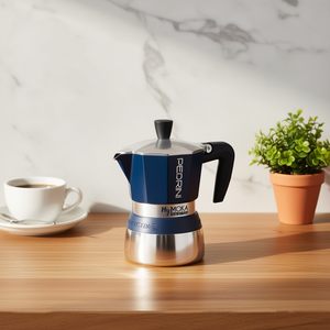 MYMOKA Cafetière à café froid en aluminium 3 tasses, technologie à induction, bleu velours et chrome-02CF164 - Product Image 3