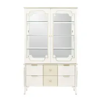 Armoire de présentation contemporaine Marisia - Finition nacrée crème douce et silhouette élégante