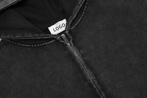 OEM 460 Gsm polyester/coton lourd lavé à l'acide pull surdimensionné à capuche Logo personnalisé brodé respirant hiver - Product Image 3