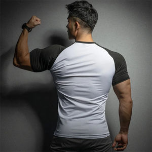 Nueva Camiseta Deportiva de Verano para Correr, Tops de Entrenamiento de Gimnasio, Elástica, de Secado Rápido, Color Puro, Manga Corta, Ropa Deportiva para Hombre - Product Image 2