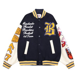 Veste universitaire Letterman vintage pour hommes, OEM, personnalisée, en cuir, chaîne de manches, chenille, broderie, bombardier, vol, baseball - Product Image 1