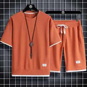 Ensemble de vêtements de sport décontractés pour hommes, respirant, 100% coton, t-shirt à manches courtes, shorts, taille XXL, vêtements deux pièces - Product Image 5
